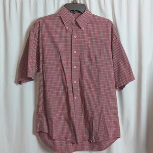 Men's Red Plaid Short Sleeve Shirt